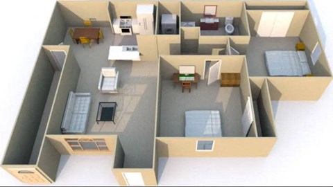 a floor plan of a room with a desk and